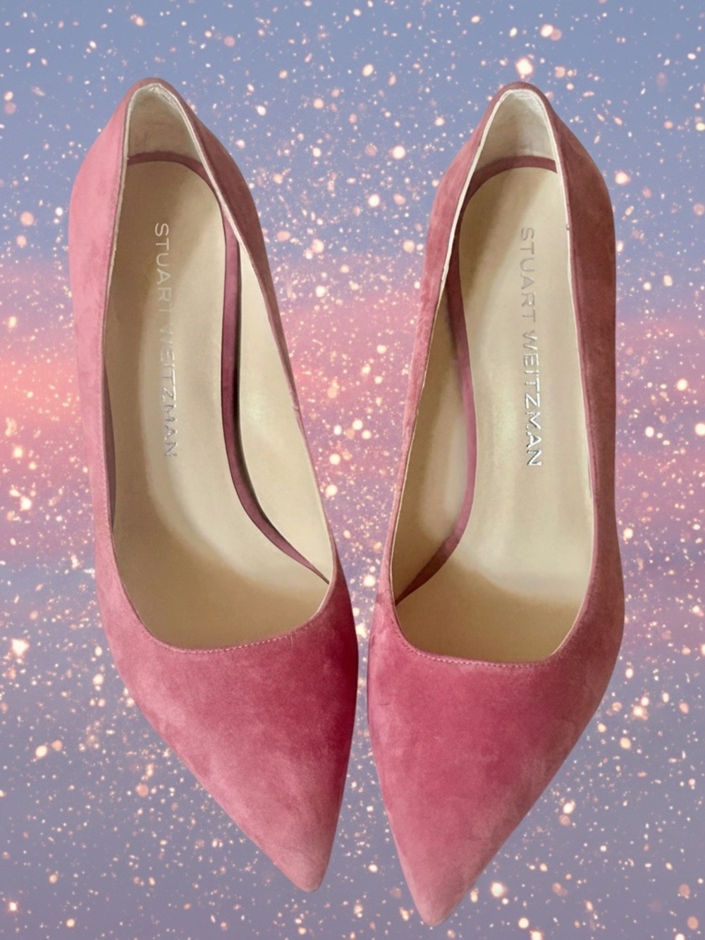 Stuart Weitzman “Stuart Power 85” Dusty Berry Suede Pumps. 7.5